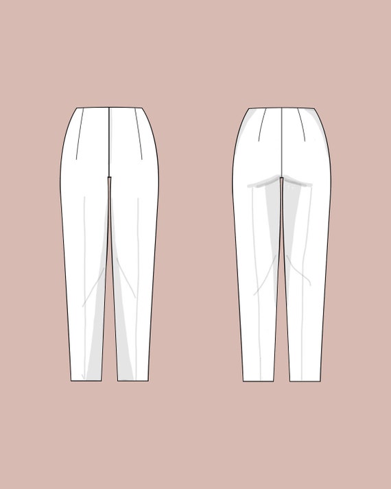 Womens High Waist Cigarette Pants Sizes 18-24 Basic Block PDF