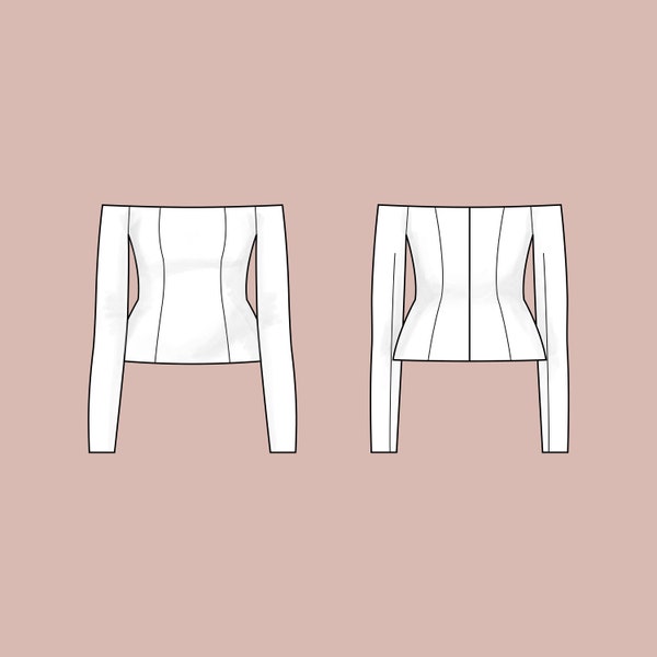 Bardot off shoulder top | Sizes 18-24 | Basic block PDF sewing pattern