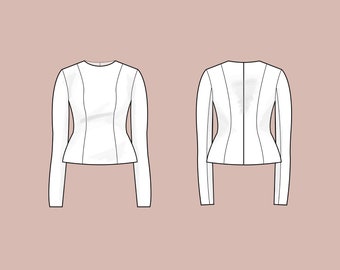 Slim fit long sleeve top | Sizes 18-24 | Basic block PDF sewing pattern