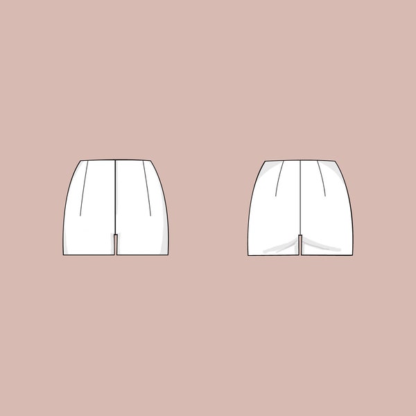 Womens high waist shorts | Sizes 18-24 | Basic block PDF sewing pattern