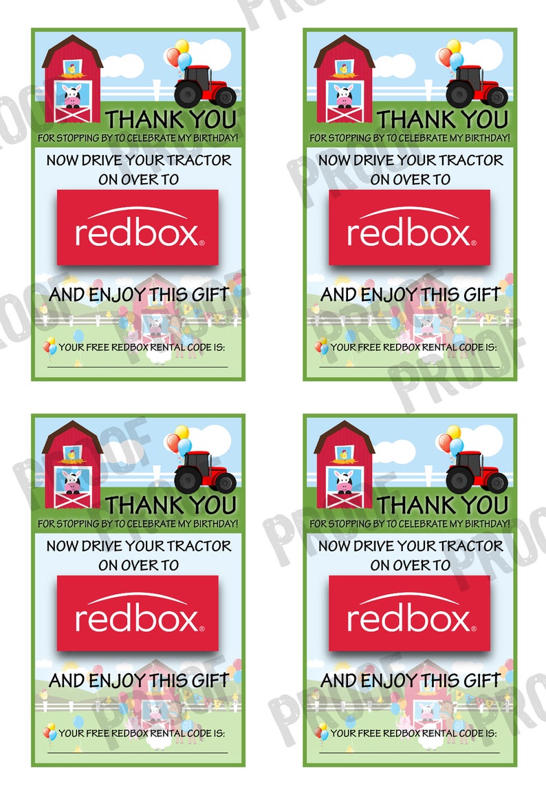 PRINTABLE Farmhouse Fun Party Favor Redbox Gift Code Certificates - Etsy
