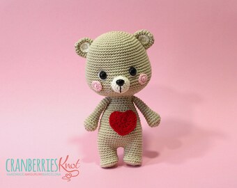 Osito de San Valentín Amigurumi Patrón Ganchillo en PDF