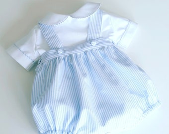 Blue Striped Oxford Romper-suit set.