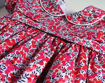 Liberty Tana Lawn Dress made in red "Wiltshire Berries" print, for A Little Girl