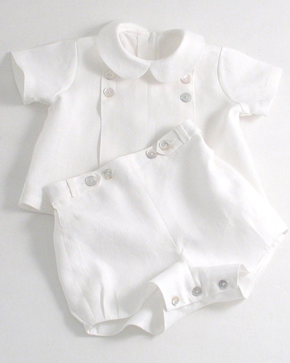 White Linen Suit For A Baby Boy Etsy