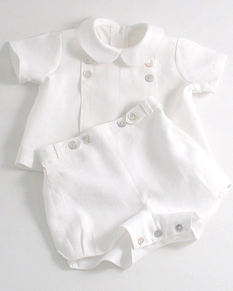 baby boy white linen suit