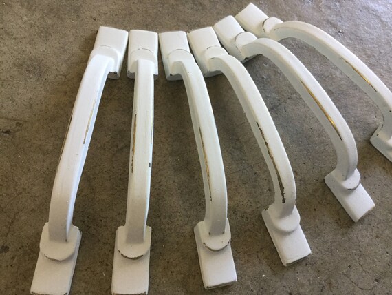 White Distressed White Drawer Pulls 3 Inches At Center 4 5 Etsy