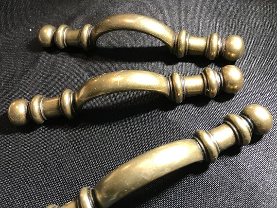 Brass Colored Drawer Pulls 3 Inches At Center 5 Inches Total Etsy