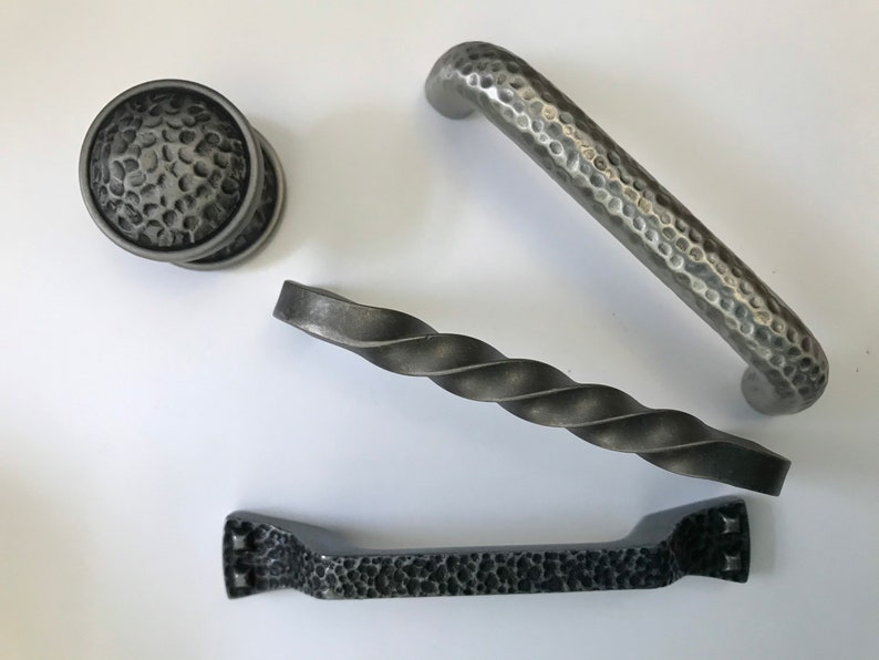Satin Pewter Drawer Pull Assortment and Hammered Pewter Knobs Etsy
