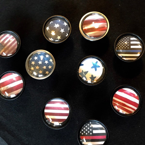 Drawer Pulls Custom Made Assorted Patriotic Red White Blue Stars and Stripes US Flag Thin Blue Line Flag