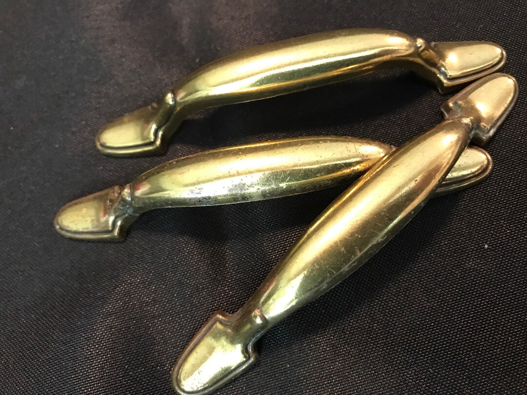 Brass Colored Drawer Pulls 3 Center 4.75 Total Etsy
