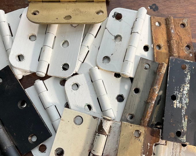 6 White Hinges Vintage Hinges Antique Hinges Small Etsy