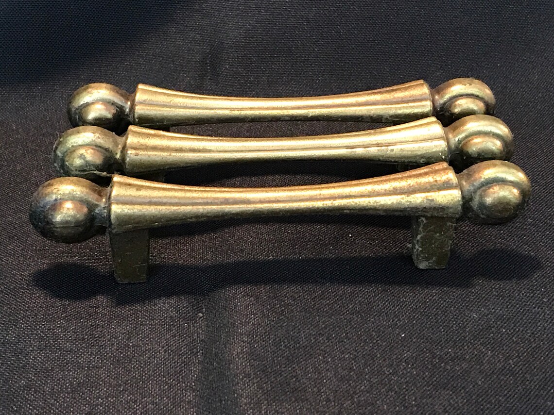 Brass Colored Drawer Pulls 3 Center 4.7/8 Total Etsy