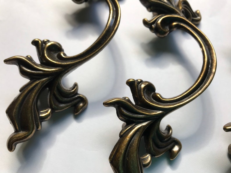 Brass Colored Drawer Pulls Antique Brass Distressed Dainty Etsy