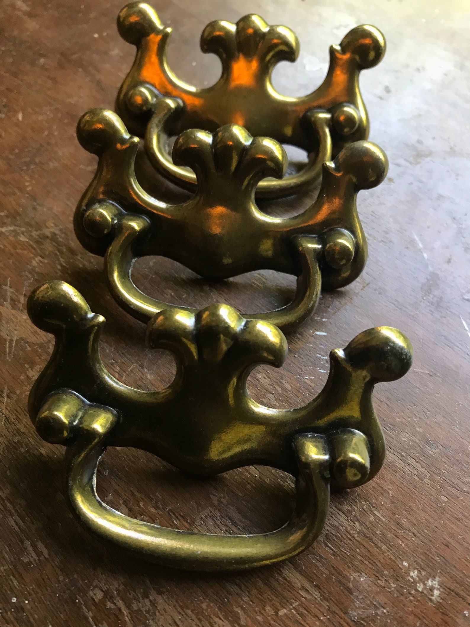 Chippendale Style Single Hole Antique Brass Drawer Pull 3 Inch Etsy