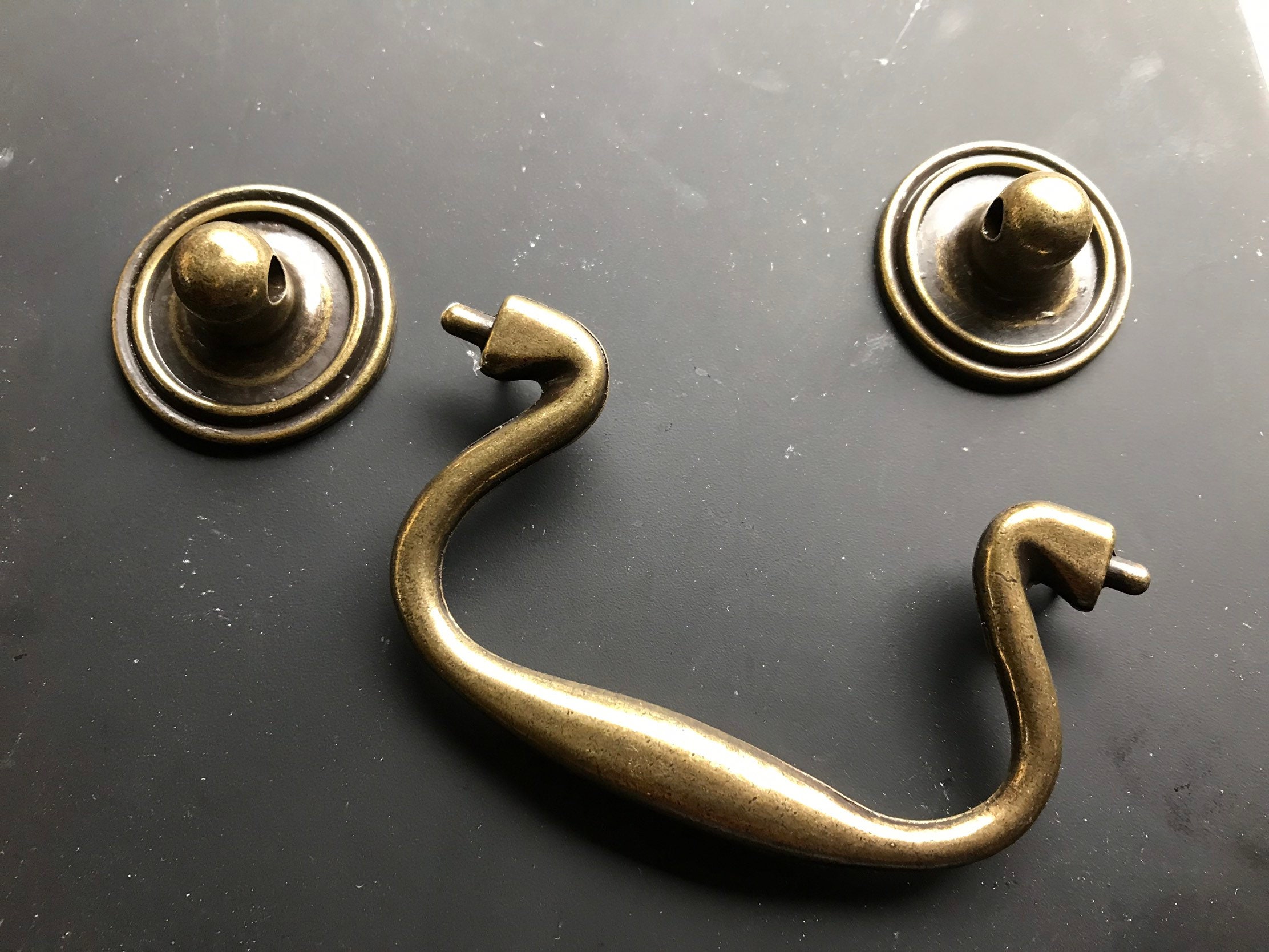 Brass Colored Swan Neck Drop Bale Drawer Pull or Knob 3 inch | Etsy