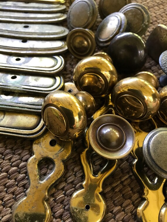 Assorted Brass Colored Drawer Pulls Single Hole 2 Piece With Etsy