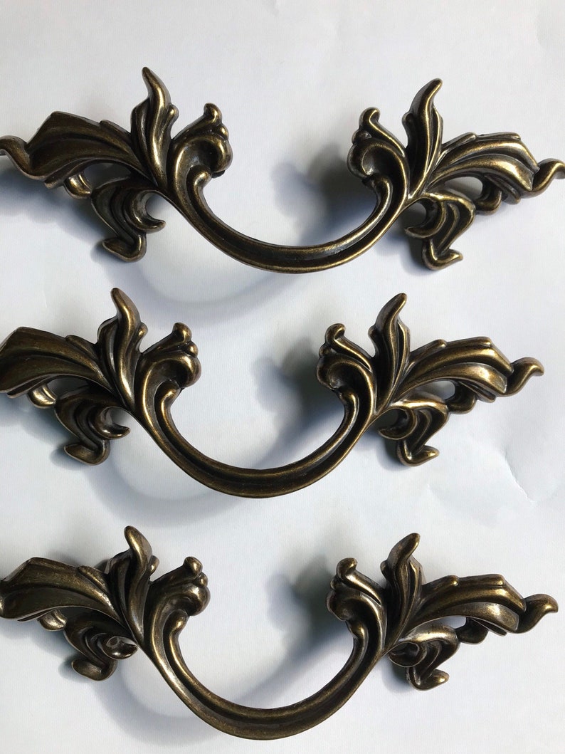 Brass Colored Drawer Pulls Antique Brass Distressed Dainty Etsy