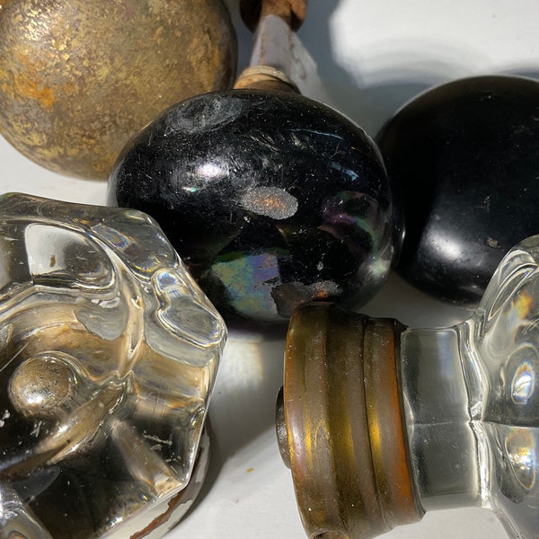Antique Door Knobs Glass  or Black and White Porcelain Sold as EACH