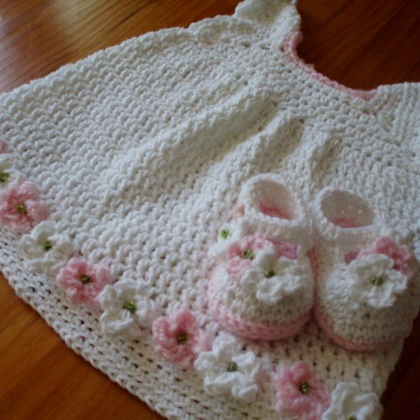 Baby Dress and Matching Booties Shoes crochet pattern, Mary Jane Booty and Dress, Pattern for Babies and Toddlers