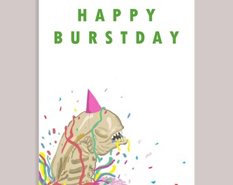 Afdrukbare Alien Chestburster-verjaardagskaart