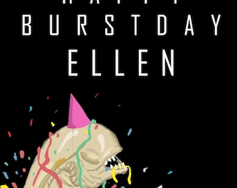 Personalized Digital Alien Chestburster Birthday Card