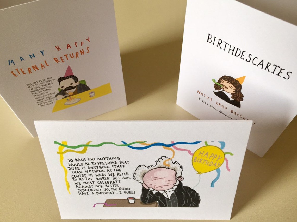 Funny Philosophy Birthday Cards Pack of 3 Etsy