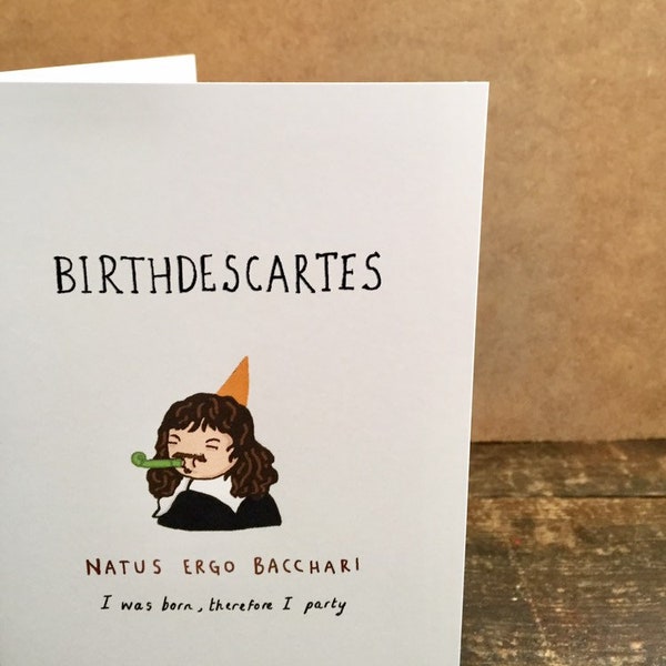 Funny Descartes Philosophy Birthday Card