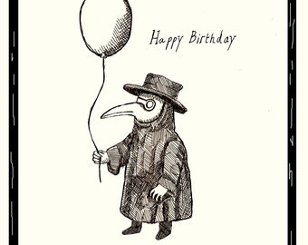 Downloadbare pestdokter verjaardagskaart JPEG