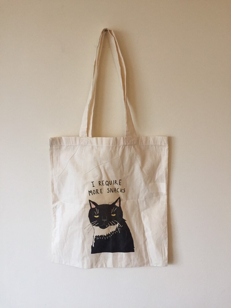 Funny Hungry Cat Tote Bag | Etsy