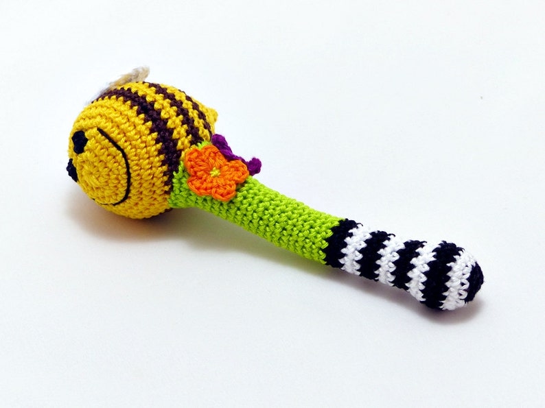 Crochet bee rattle / colorful baby toy / shower nursery ...