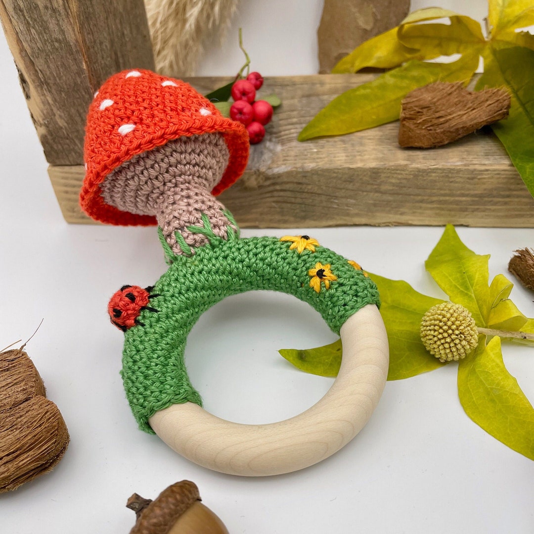 Mushroom Rattle With Ladybug and Flower | Handmade Mushroom | Crochet ...