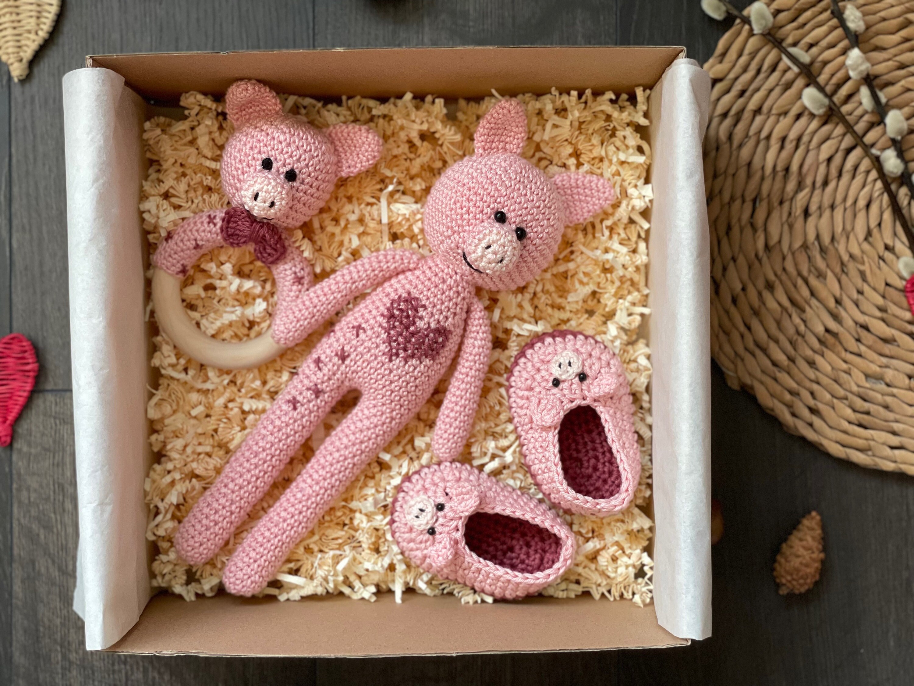 Handmade Crochet Newborn Cow Gift Set (4pc) – Baby Shower Gift main image 1