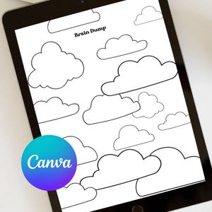 Scheda di lavoro per la gestione dell'ansia da ADHD: tema nuvole, strumento per alleviare l'ansia (modello digitale per Canva)