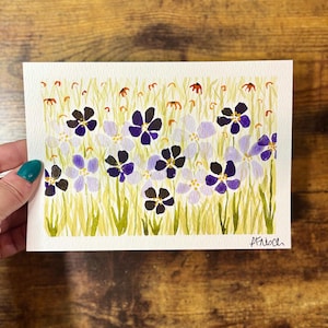 Original Aquarell Wildblumen Landschaft 13x18cm