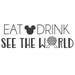 Eat Drink See the World, food and wine,  SVG file 