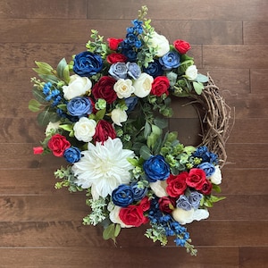 Patriotic Wreath, Red White and Blue Wreath, American Wreath, Memorial Day Wreath, 4th of July Wreath, Everyday Wreath, Summer Wreath