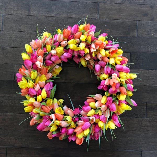 Tulip Wreath, Easter Wreath Modern, Wreaths for Front Door, Front Door Wreaths, Spring Wreaths for Front Door, Wreaths for Spring