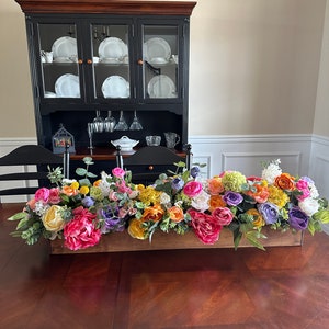 Floral Table Arrangement, Wedding Table Decor, Long Centerpiece for Dining Table, Floral Table Decorations, Summer Table Decor, Table Runner