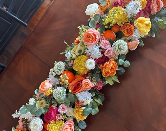 Summer Table Centerpiece, Summer Table Decor, Long Floral Centerpiece, Wedding Table Decor, Wedding Centerpiece, Long Dining Room Table Box