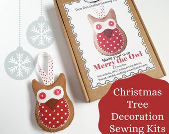 Christmas owl tree decoration felt sewing craft kit