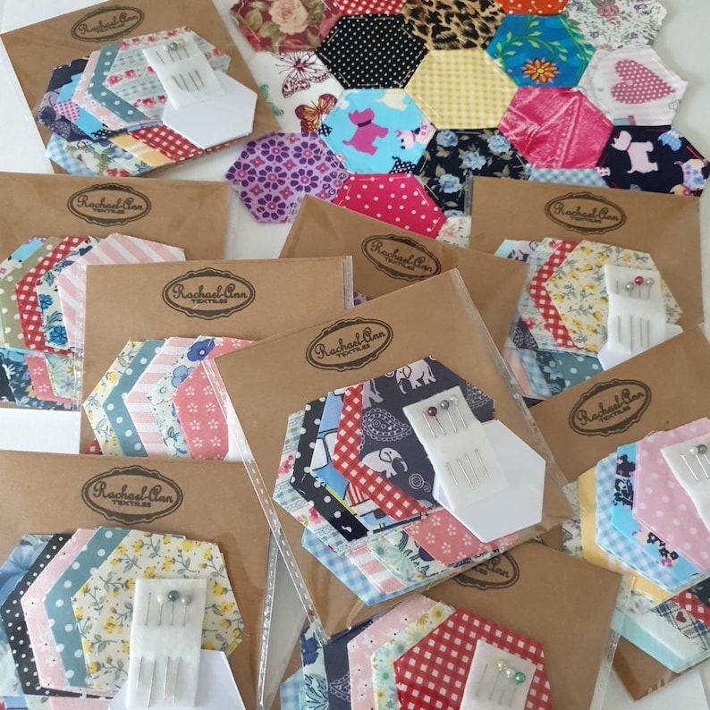 DIY hexy flower kitbeginner english paper piecing hexagon kitprecut hexie sewing kit