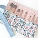 Blue floral makeup brush wrap/makeup brush roll/makeup brush storage/roll up makeup case/gifts for her/small gift/ brush sets