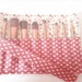 Makeup brush roll/cosmetic brush wrap/dusky pink hearts/cream flowers/makeup brush case/roll up makeup case/brush set