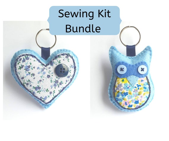 harmony heart keyring sewing kit make your own keyring Blue heart