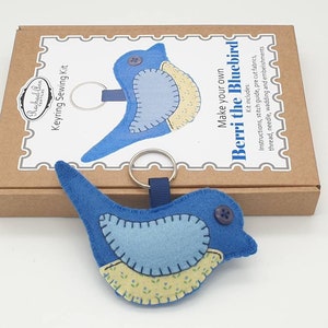 Bluebird felt craft sewing kit. Make your own keyring Berri the Bluebird