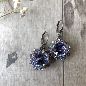 Tanzanite blue crystal earrings|purple crystal earrings|gift for her| December Birthstone| Mother’s Day Gift