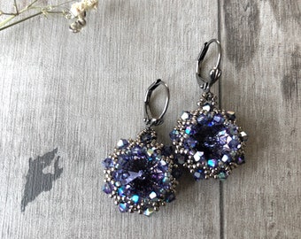 Tanzanite blue crystal earrings|purple crystal earrings|gift for her| December Birthstone| Mother’s Day Gift