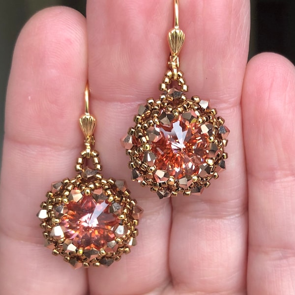 NEW Rose Gold Collection| Pink Morganite crystal earrings, gift for her, Faux Morganite, double halo earring