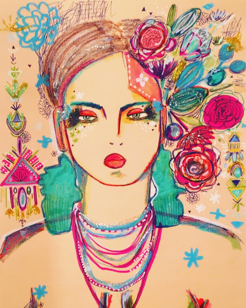 Visionary Portrait, Bohemian Art, Abstract Face, Outsider Art, Figurative Drawing, Abstract